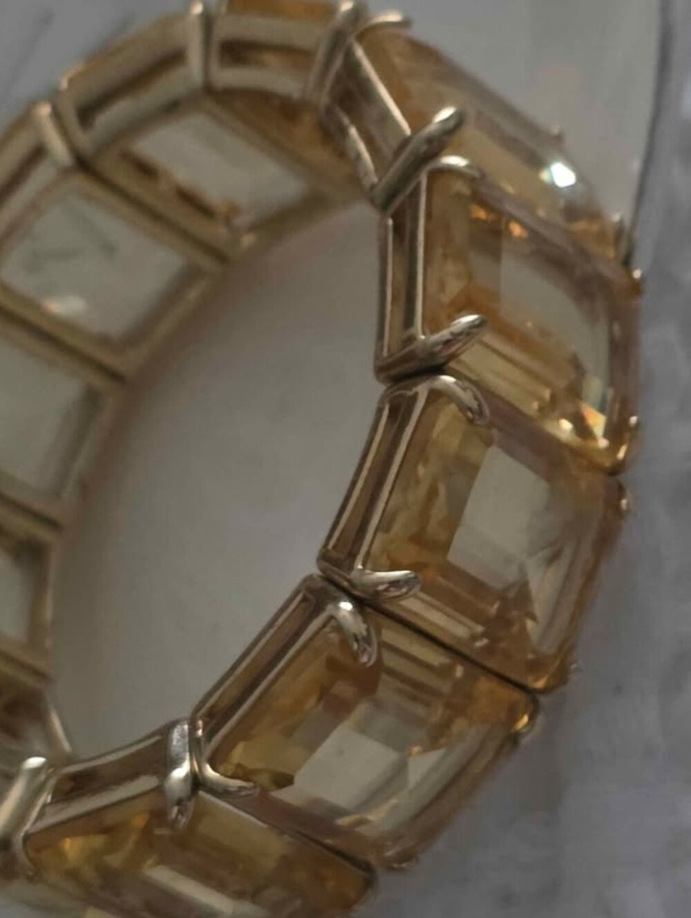 Gold-Tone Lemon Color,  Acrylic Stretch Bracelet - Measurements Second Photo.